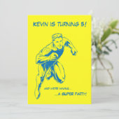 Superheld Birthday Party Invitation Kaart (Staand voorkant)