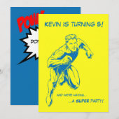 Superheld Birthday Party Invitation Kaart (Voorkant / Achterkant)