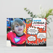 Superheld Birthday Party Invitation Kaart (Staand voorkant)