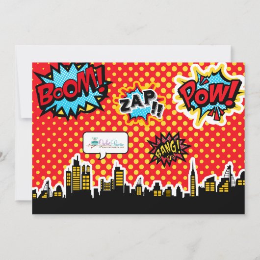 Superheld Birthday Party Invitation Kaart (Achterkant)