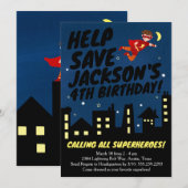 Superheld Birthday Party Invitation Kaart (Voorkant / Achterkant)