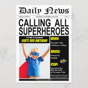 Superheld Birthday Party Super Hero Boy Foto Kaart