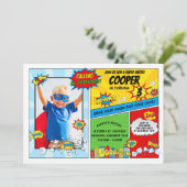 Superheld Birthday Party Super Hero Foto Kaart (Staand voorkant)