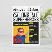 Superheld Birthday Party Super Hero Girl Boy Foto Kaart (Staand voorkant)
