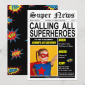 Superheld Birthday Party Super Hero Girl Boy Foto Kaart (Voorkant / Achterkant)