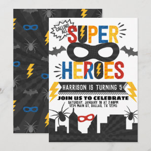 Superheld Birthday Party Thleed Kaart