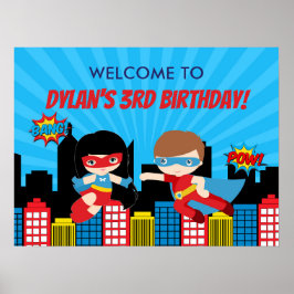 Superheld Birthday Party Welcome Poster Banner