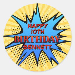 Superheld Birthday Ronde Sticker