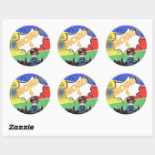 Superheld Birthday Ronde Sticker (Vel)