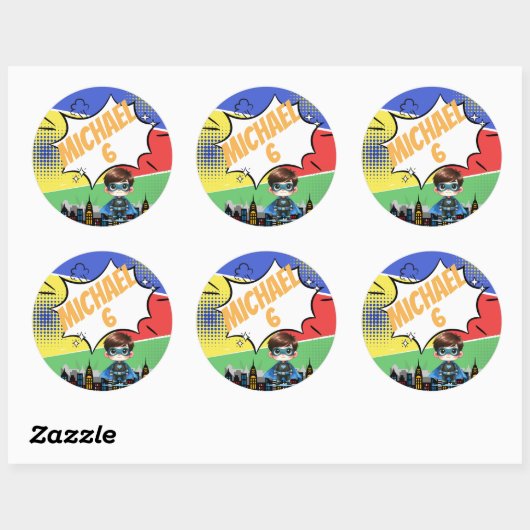 Superheld Birthday Ronde Sticker (Vel)