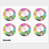 Superheld Birthday Ronde Sticker (Vel)