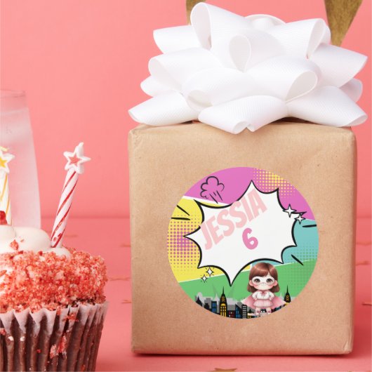 Superheld Birthday Ronde Sticker (Feest)