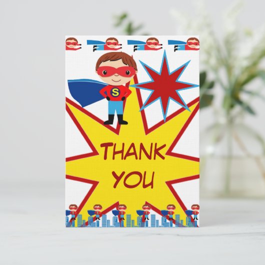 Superheld Birthday Speciaal Dank u Kaarten (Staand voorkant)