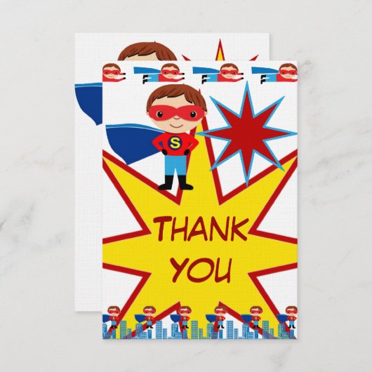 Superheld Birthday Speciaal Dank u Kaarten (Voorkant / Achterkant)