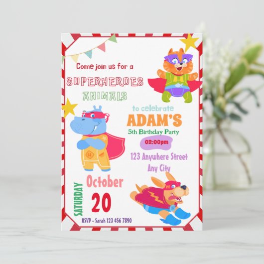 Superheld Birthday Uitnodiging (Staand voorkant)