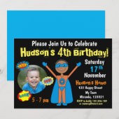 Superheld Birthday Uitnodiging (Voorkant / Achterkant)