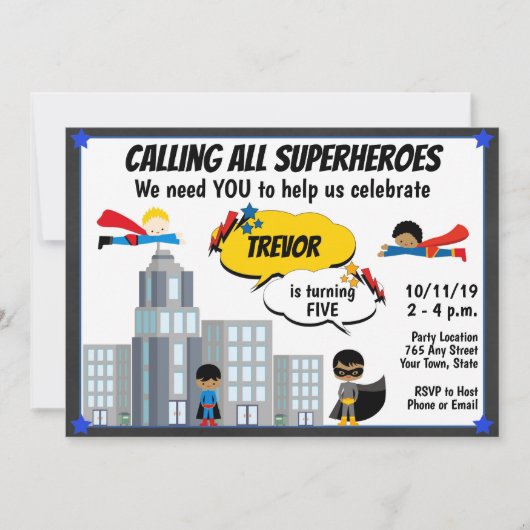 Superheld Birthday Uitnodiging (Voorkant)