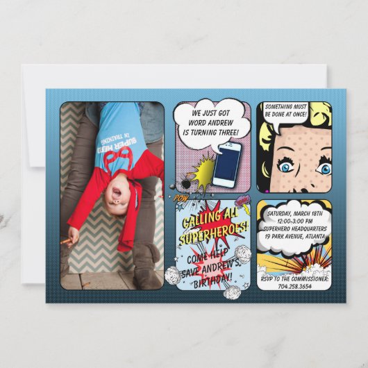 Superheld Birthday Uitnodiging (Voorkant)