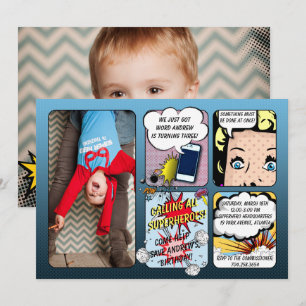Superheld Birthday Uitnodiging