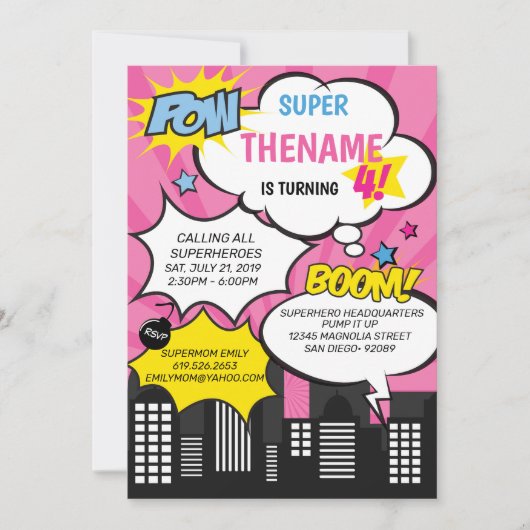 Superheld Birthday Uitnodiging (Voorkant)