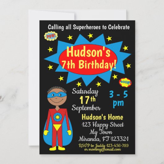 Superheld Birthday Uitnodiging (Voorkant)