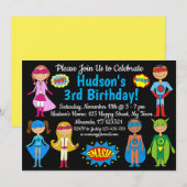 Superheld Birthday Uitnodiging (Voorkant / Achterkant)