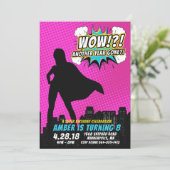 Superheld Birthday Uitnodiging (Staand voorkant)