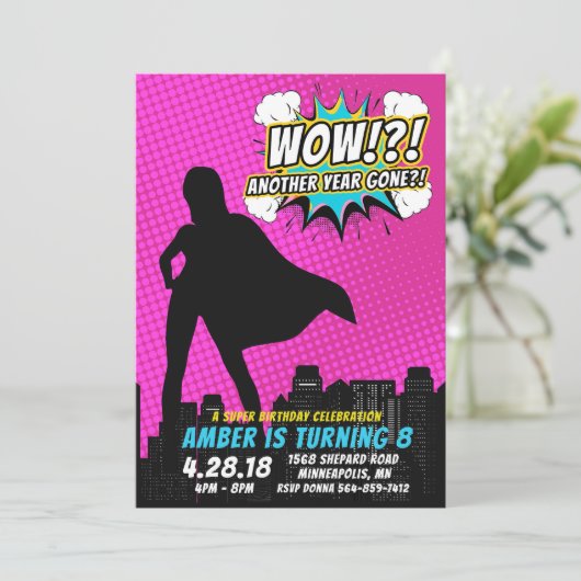 Superheld Birthday Uitnodiging (Staand voorkant)