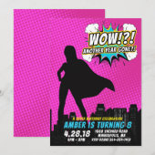 Superheld Birthday Uitnodiging (Voorkant / Achterkant)