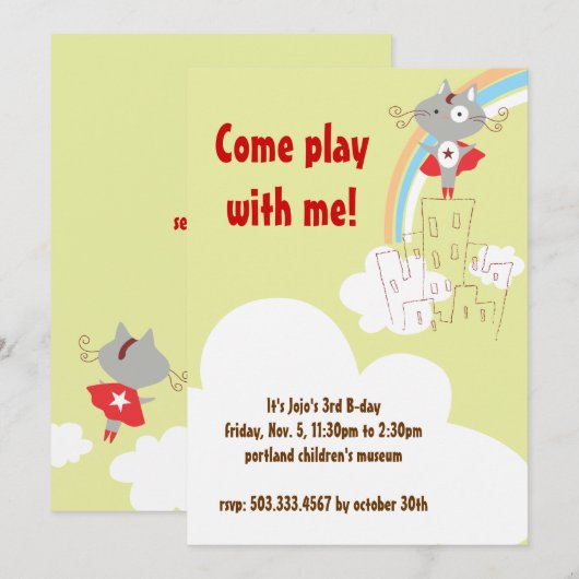 Superheld Birthday Uitnodiging (Voorkant / Achterkant)