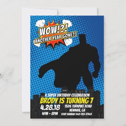 Superheld Birthday Uitnodiging (Voorkant)