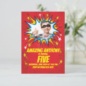 Superheld Birthday Uitnodiging (Staand voorkant)