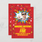 Superheld Birthday Uitnodiging (Voorkant / Achterkant)