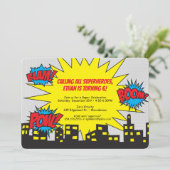 Superheld Birthday Uitnodiging (Staand voorkant)