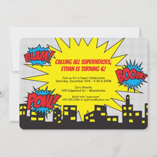 Superheld Birthday Uitnodiging (Voorkant)