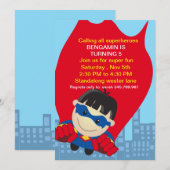Superheld Birthday Uitnodiging voor de superjongen (Voorkant / Achterkant)