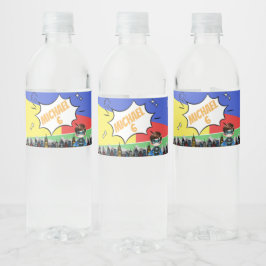 Superheld Birthday Waterfles Etiket
