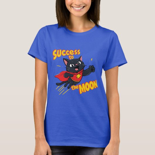Superheld Black Cat – Succes voor de maan T-shirt (Voorkant)