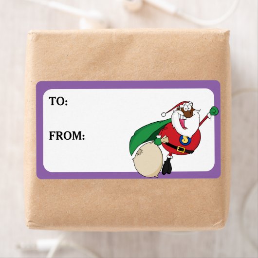 Superheld Black Santa Drukt cadeaulabel Etiket (Insitu)