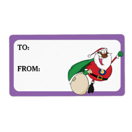 Superheld Black Santa Drukt cadeaulabel Etiket