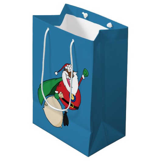 Superheld Black Santa Gift Bag Medium Cadeauzakje (Voorkant Gekanteld)