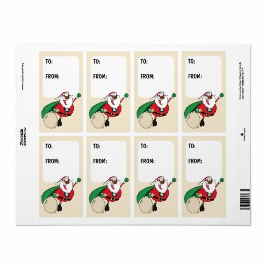 Superheld Black Santa Gift Label (Full Sheet)