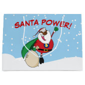 Superheld Black Santa Power Gift Bag Groot Cadeauzakje (Voorkant)