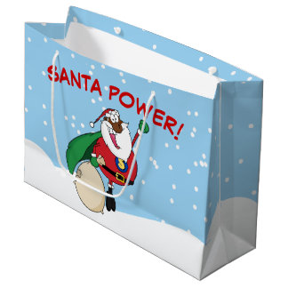 Superheld Black Santa Power Gift Bag Groot Cadeauzakje