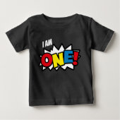 Superheld Black T-shirt, 1st Birthday Outfit (Voorkant)