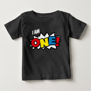 Superheld Black T-shirt, 1st Birthday Outfit