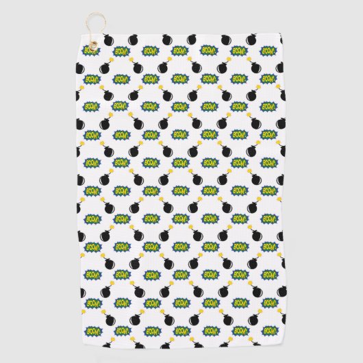 Superheld BOOM Bommen Sporten thema Plezier Golfhanddoek (Voorkant)