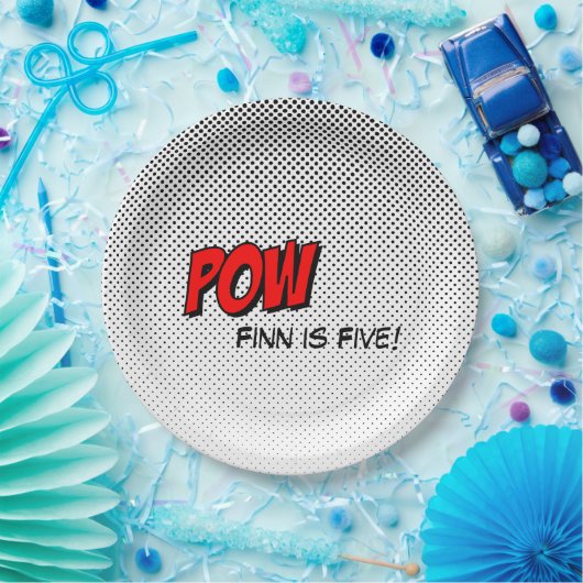 Superheld Bord papier - POW Red (Feest)