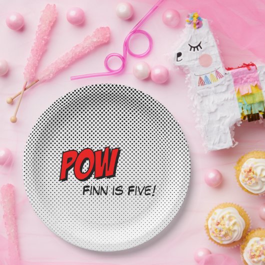 Superheld Bord papier - POW Red (Feest)