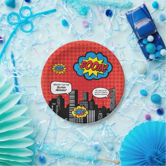 Superheld-Borden Papieren Bordje (Feest)